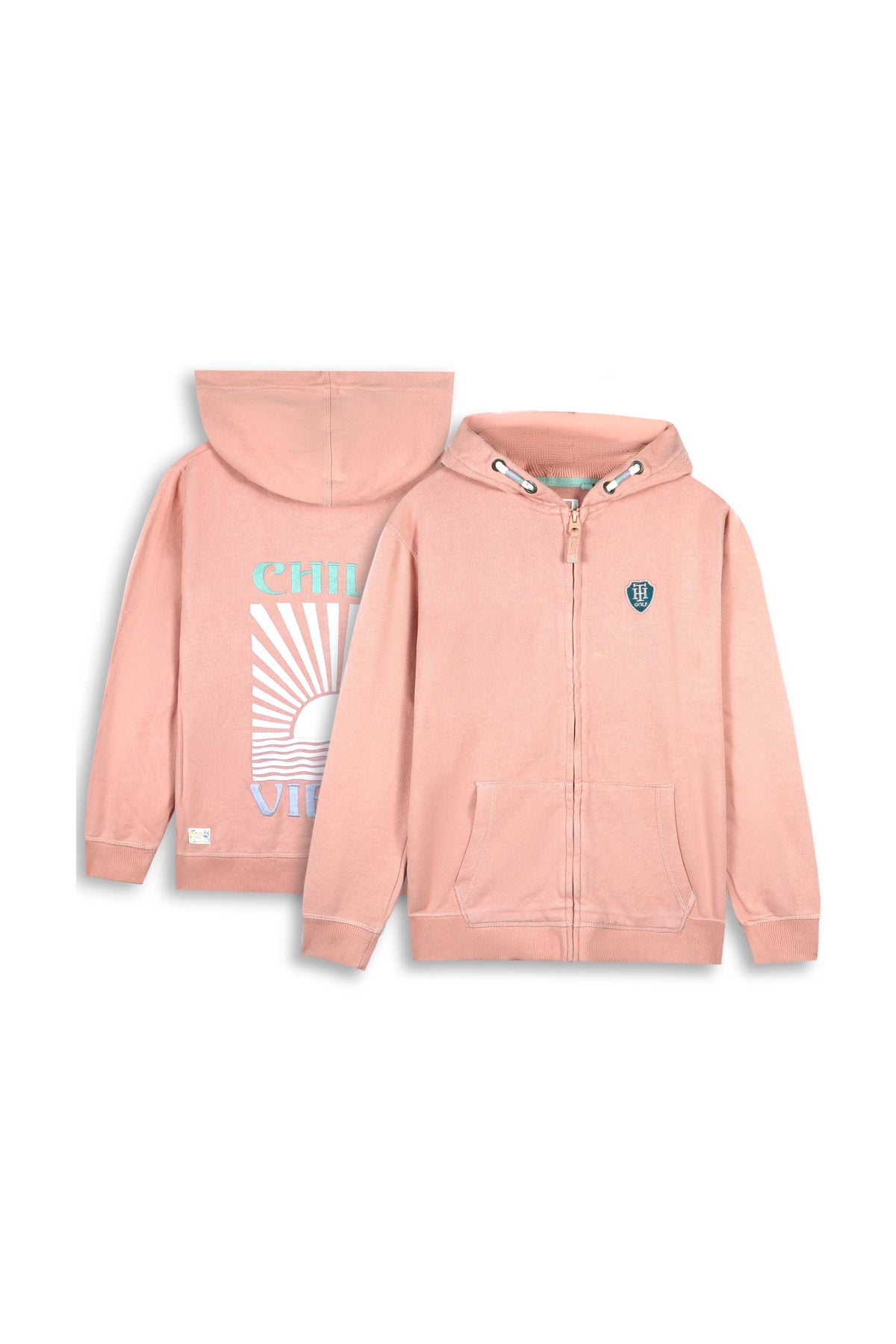 Girls Soft Cotton " Chill Vibes" Embroidered brushed Terry Zipper Hoodie