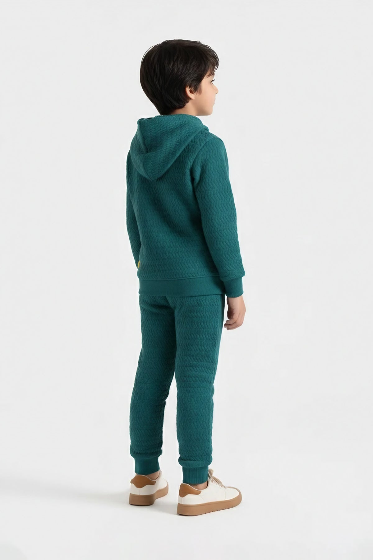 Premium Quality Quilted Jacquard Teal Tracksuit For Kids