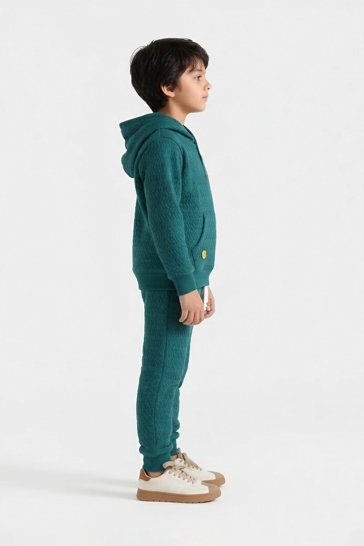 Premium Quality Quilted Jacquard Teal Tracksuit For Kids