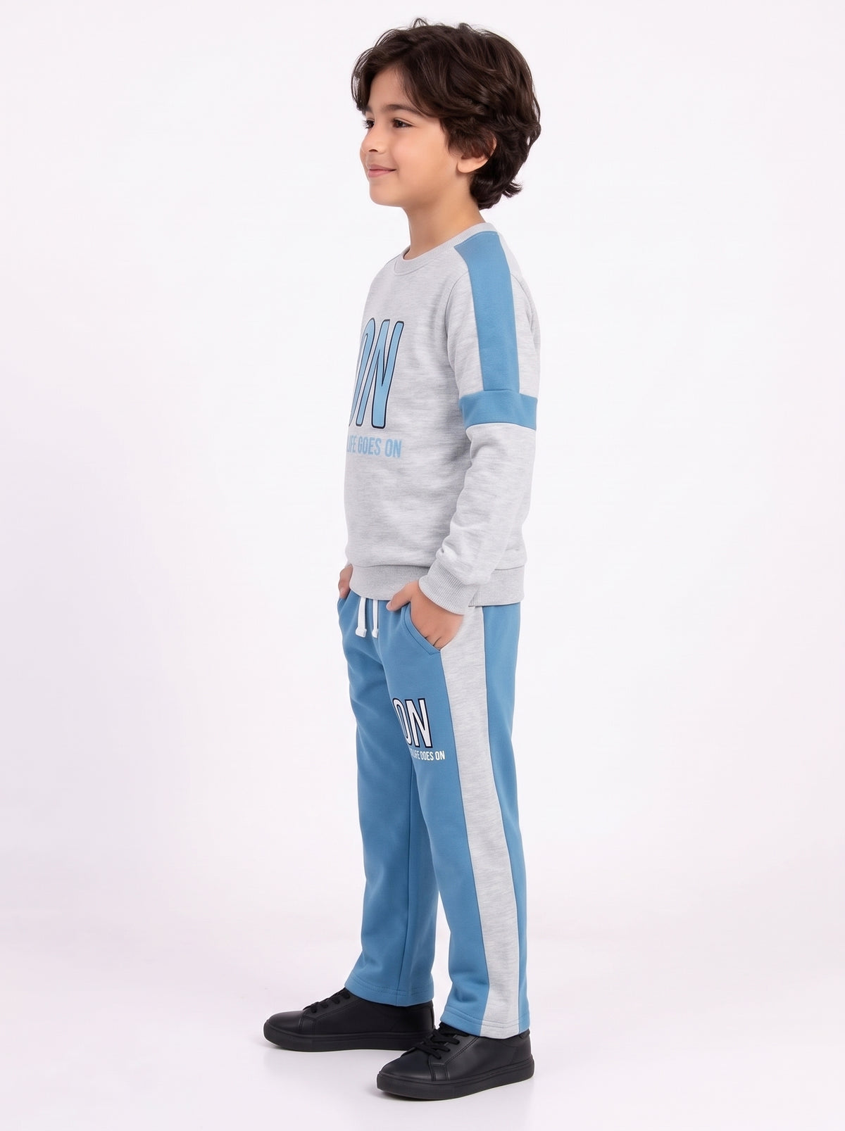 Premium Quality "Life Goes On" Printed fleece Sweatshirt Suit for Kids