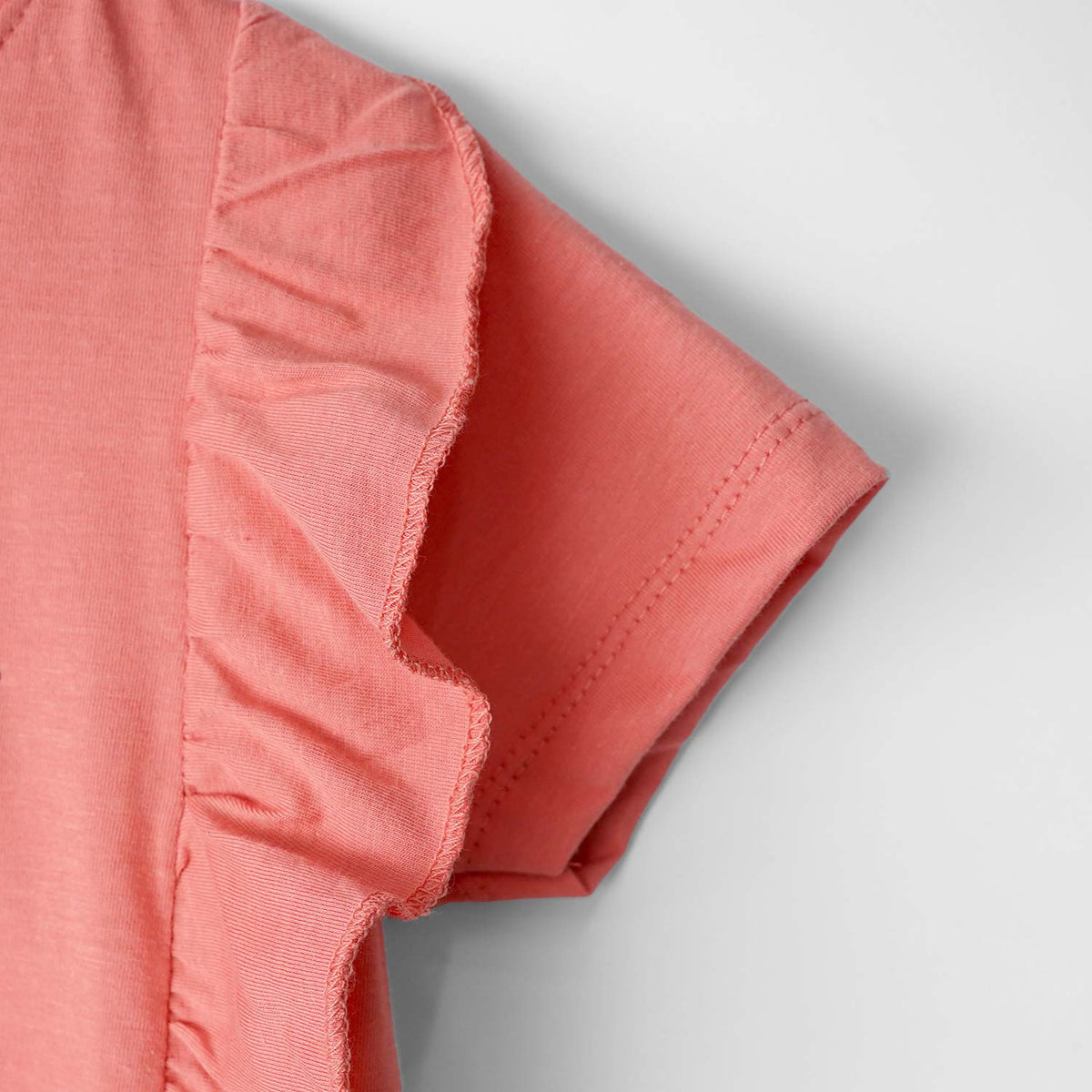 Girls Printed Soft Cotton Frill Shoulder T-Shirt