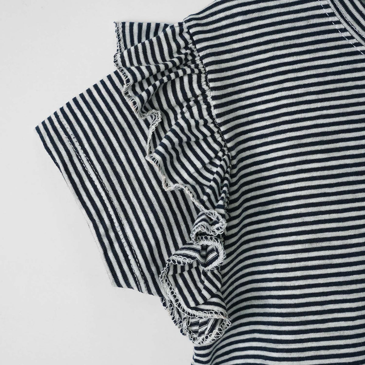 Girls Soft Cotton Printed Stripe Frill T-Shirt