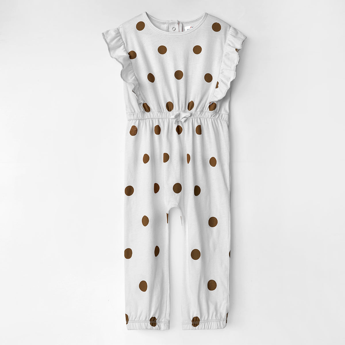 Girls Fashion All Over Polka Dots Printed Soft Cotton Frill Jumpsuit 246