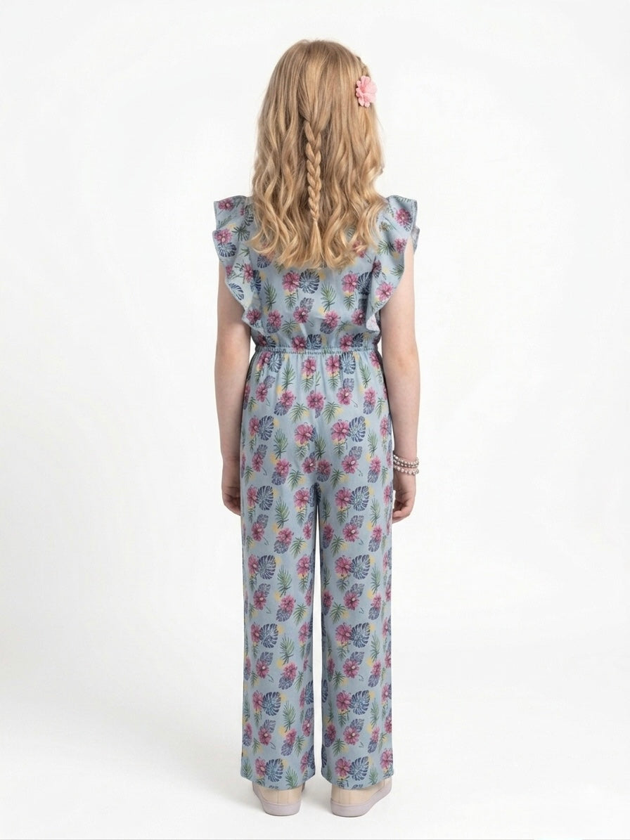 Premium Quality All-Over printed Soft Cotton Frill Jumpsuit