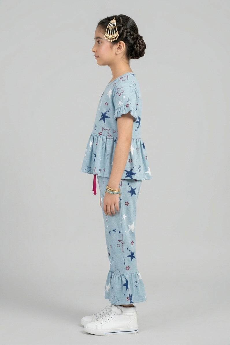 Girls Premium Quality "Star" Printed Summer Suit