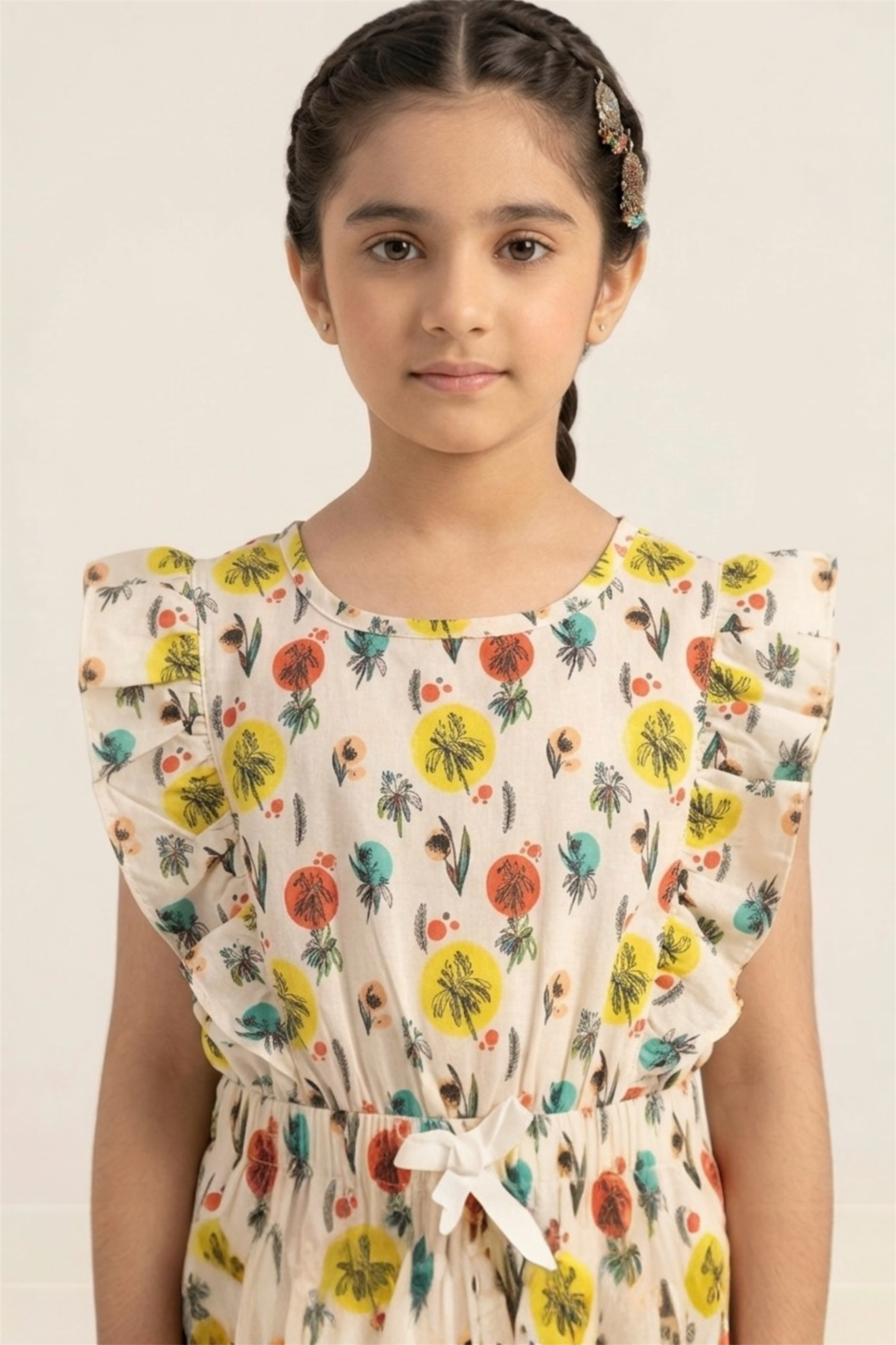 Premium Quality All-Over printed Soft Cotton Frill Jumpsuit