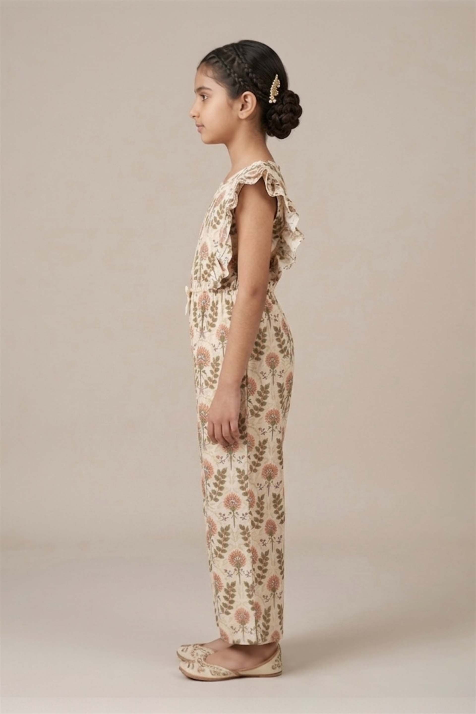 Premium Quality All-Over printed Soft Cotton Frill Jumpsuit