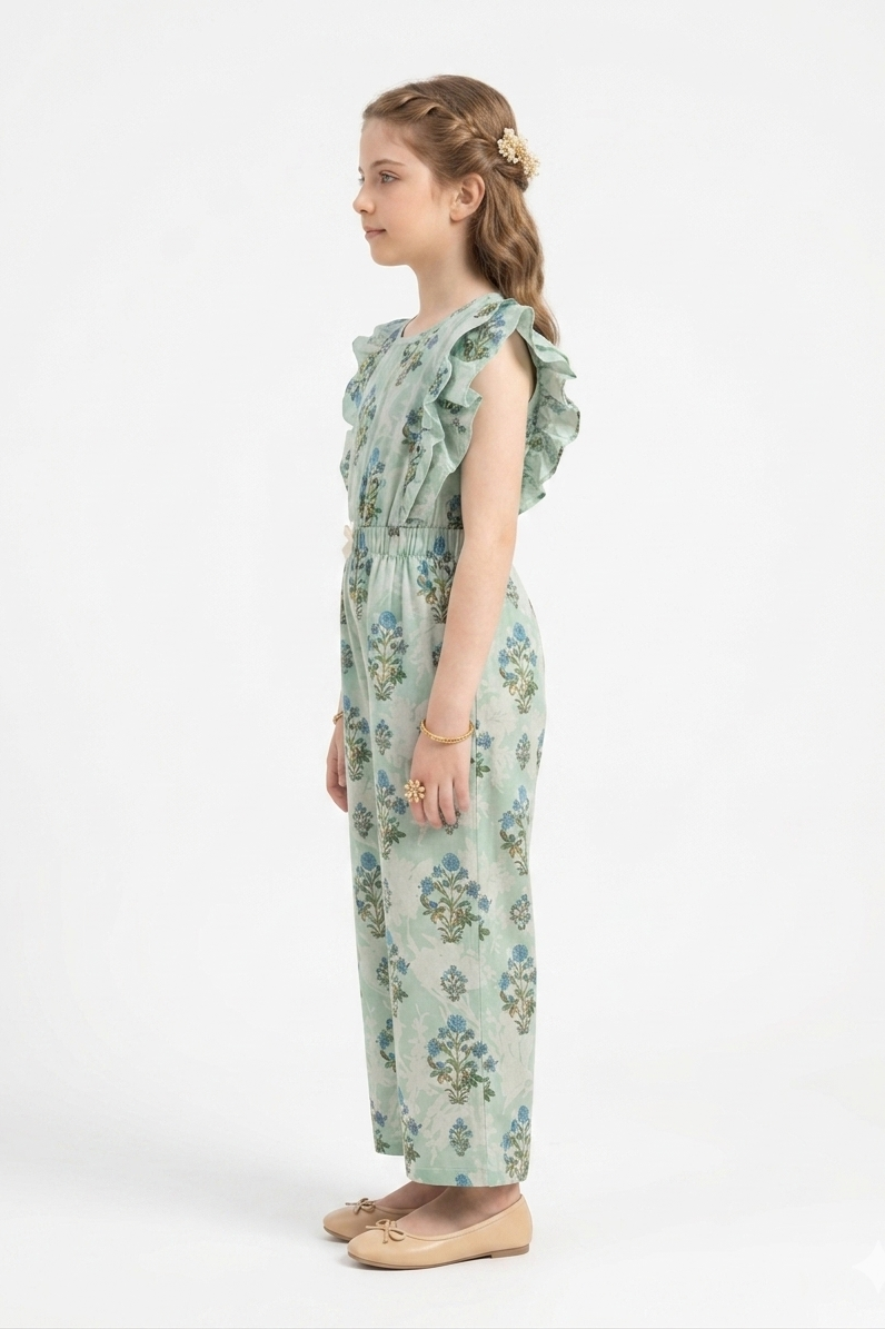Premium Quality All-Over printed Soft Cotton Frill Jumpsuit
