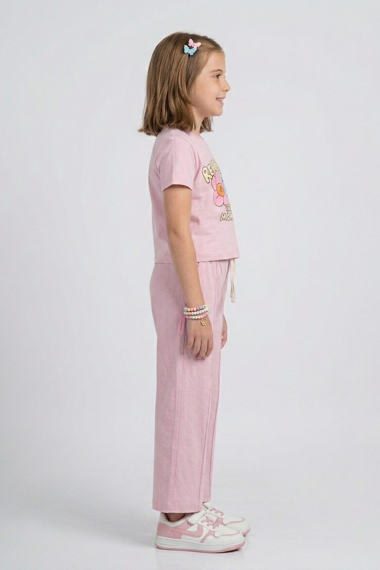 Girls Premium Quality "Ready To Enjoy" Printed Summer Suit