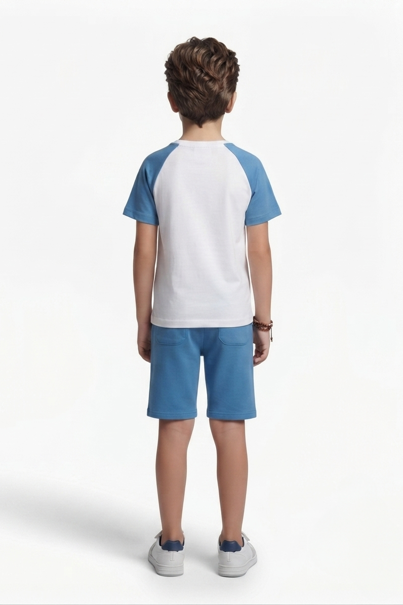 Premium Quality "Big Whale" Printed Summer Suit For Boys(R Blue)