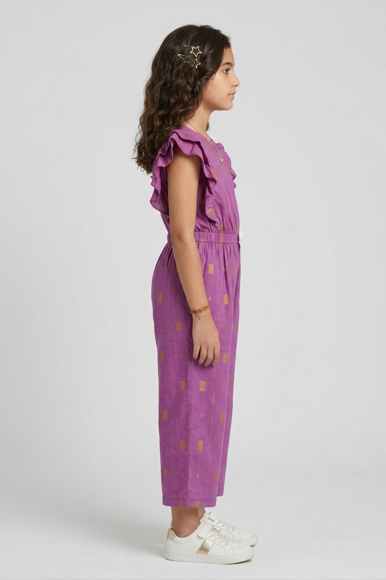 Premium Quality All-Over printed Soft Cotton Frill Jumpsuit