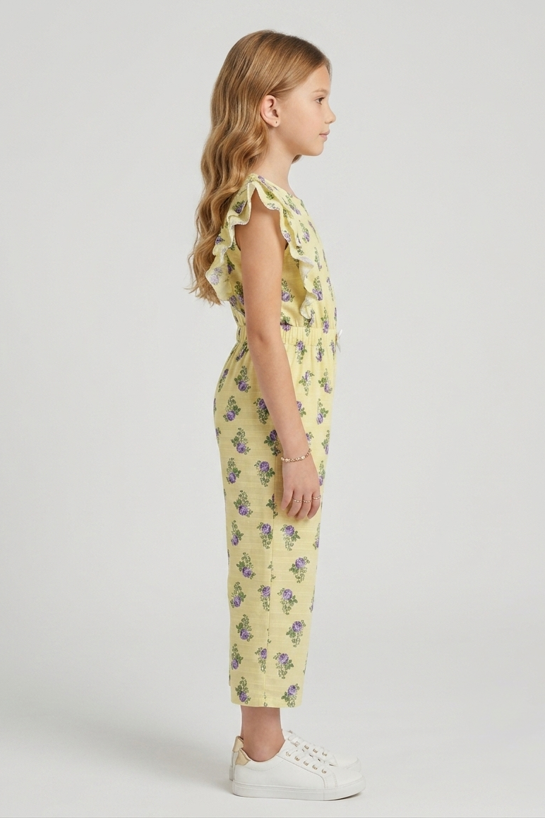 Premium Quality All-Over printed Soft Cotton Frill Jumpsuit