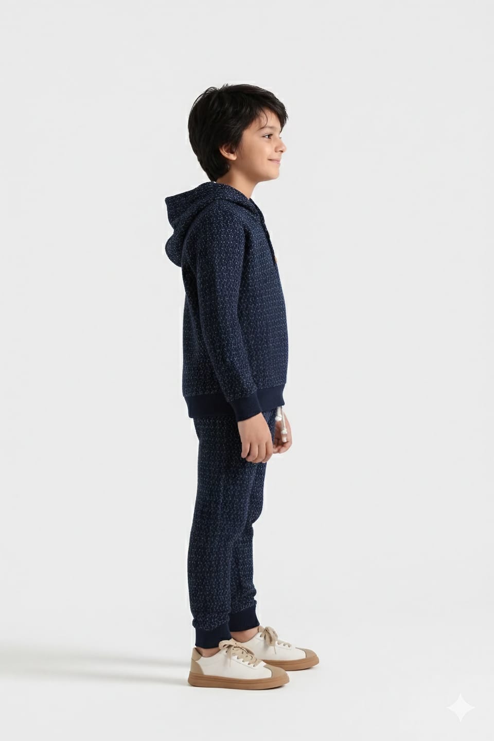 Premium Quality Quilted Jacquard Navy Tracksuit For Kids .