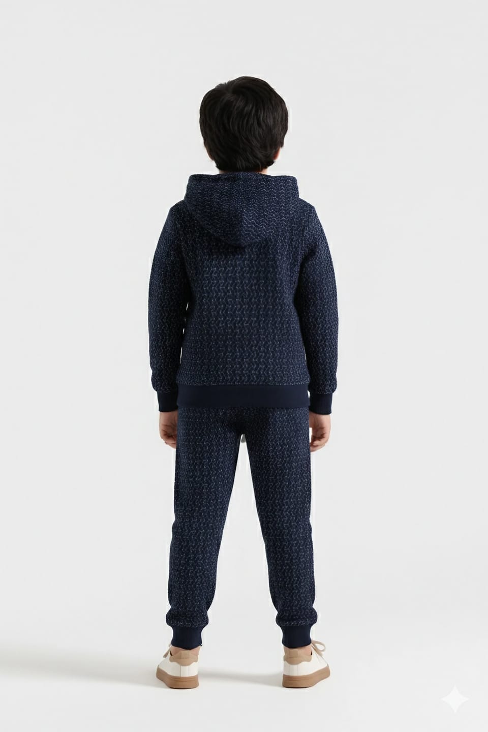 Premium Quality Quilted Jacquard Navy Tracksuit For Kids .