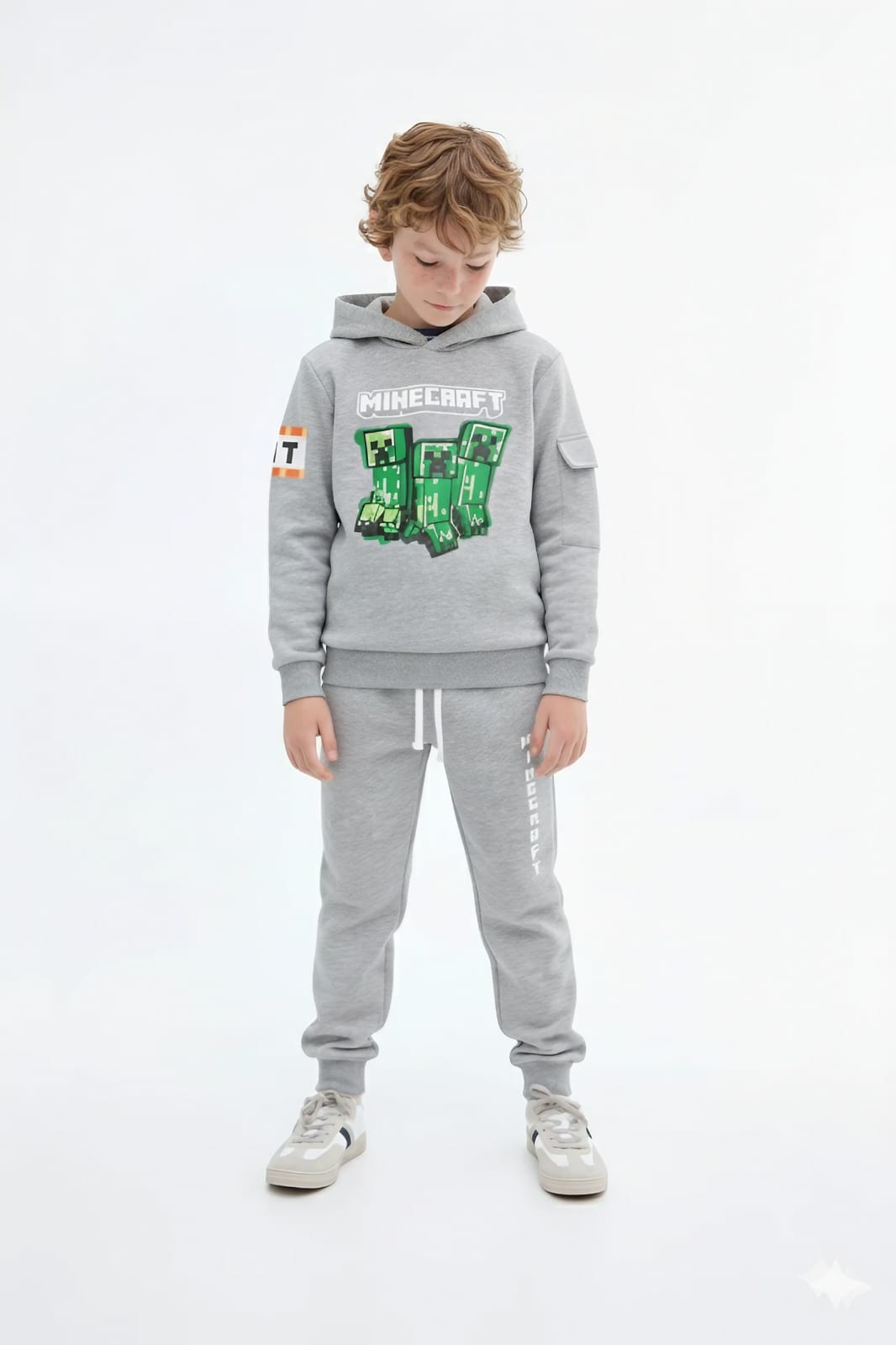 Premium Quality "Minecraft" Printed Grey Hoodie Suit For Boys