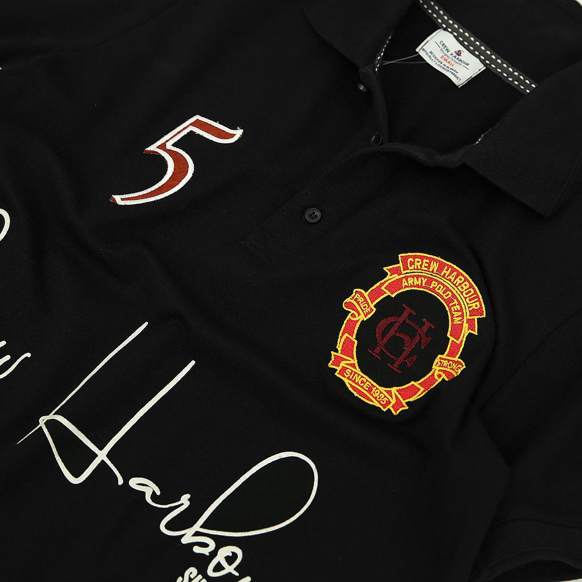 Mens Premium Quality Black Slim Fit Embellished Embroidered Pique Polo Shirt (CR-11256) - Brands River