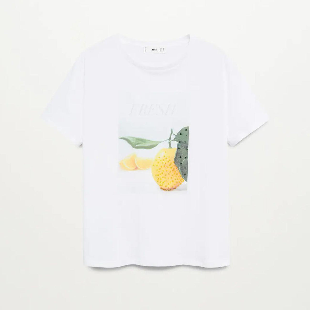 Premium Quality &quot;Fresh&quot; White Cotton Blend T-Shirt For Women (MN-11204) - Brands River