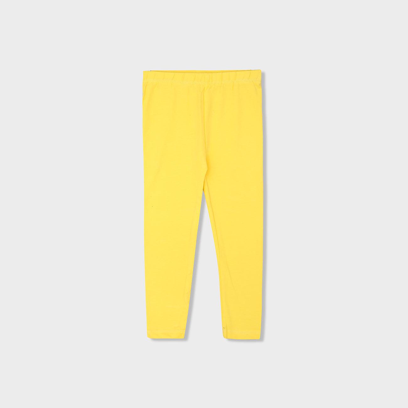 Girl's Yellow Soft Cotton Legging (LE-11556) - Brands River