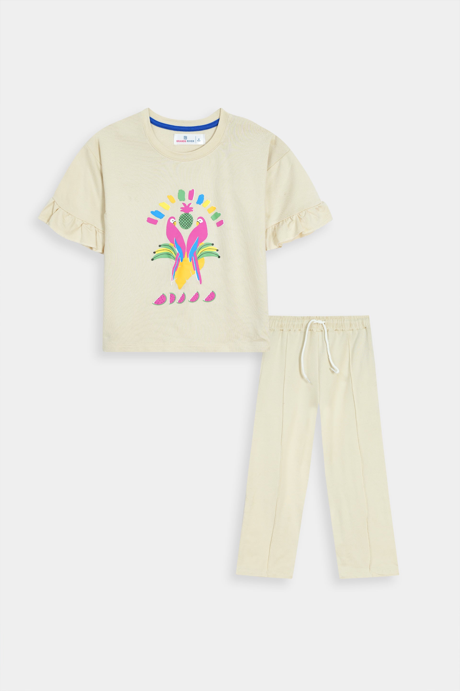 Girls Premium Quality "Two Parrot" Printed Summer Suit