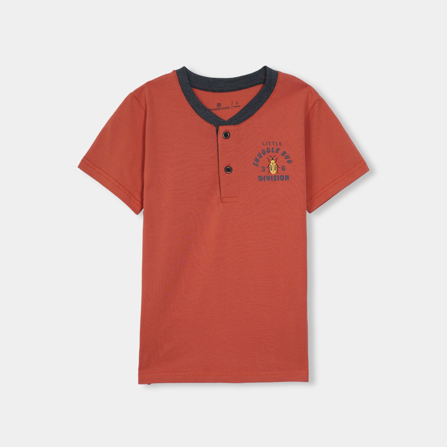 Boys Pemium Quality Round neck Polo style Vermilion Summersuit