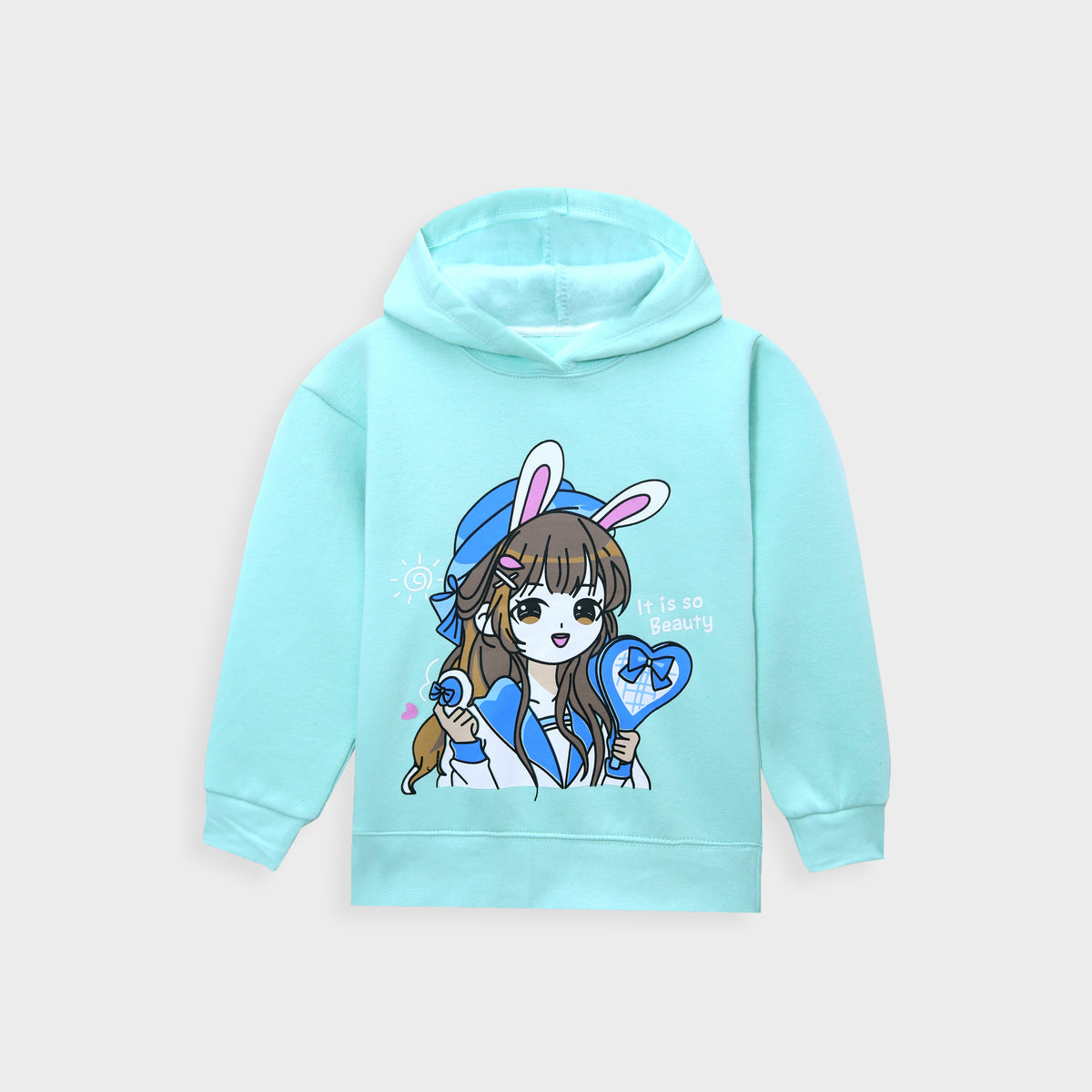 Girls Premium Quality Printed Pull-Over Fleece Hoodie