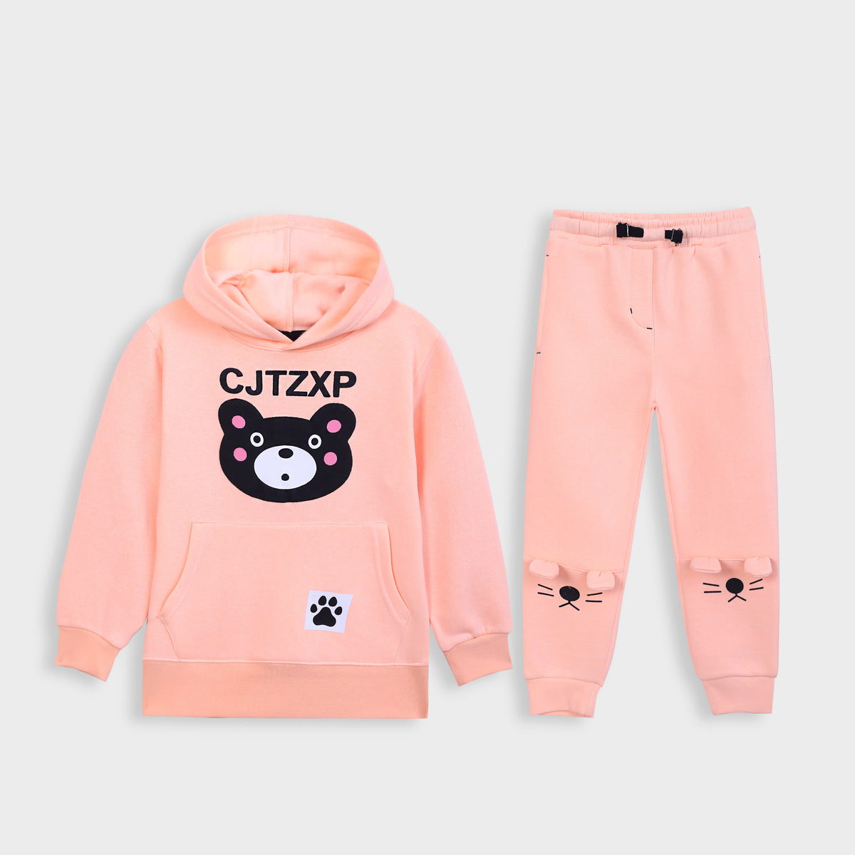 Girls Premium Quality Printed PEACH PULLOVER Fleece Track Suit