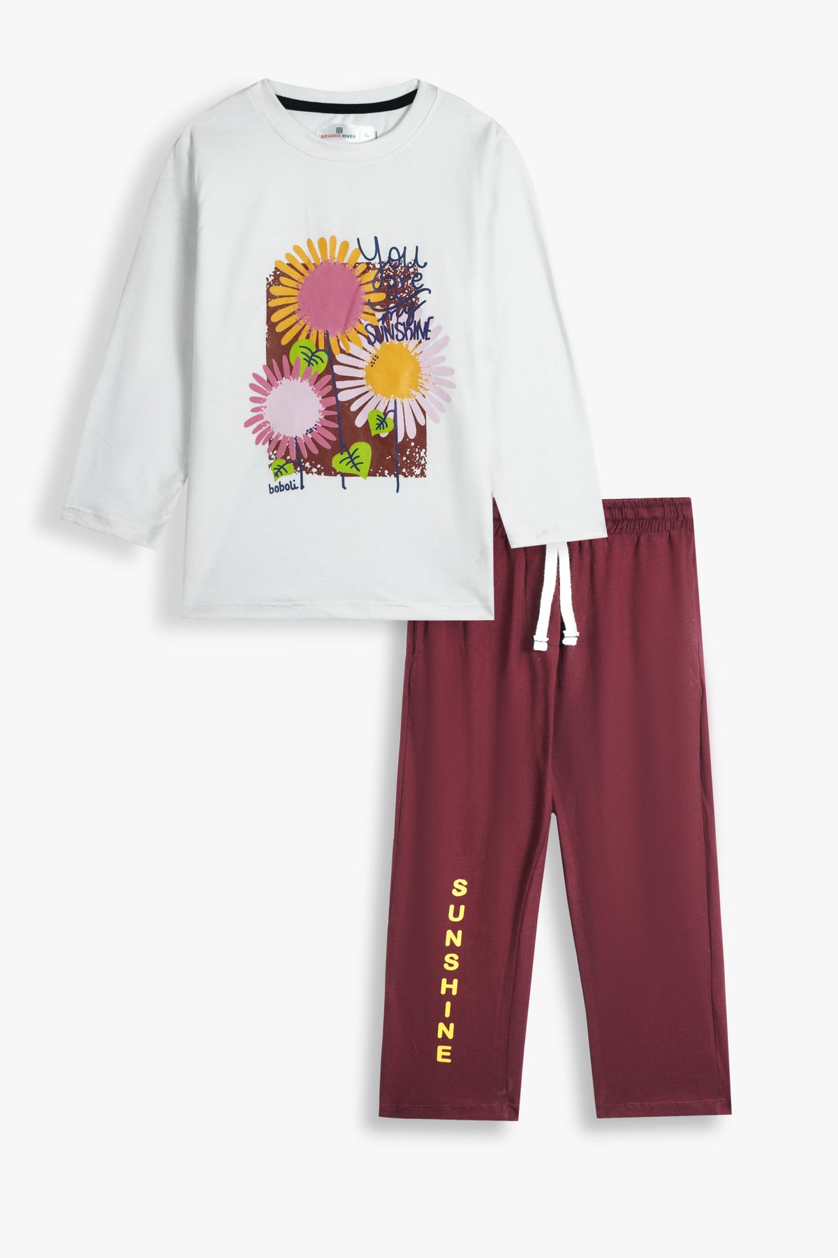 Premium Quailty &quot;Sunshine&quot; Printed Full Sleeves Summer suit With Maroon Trousers