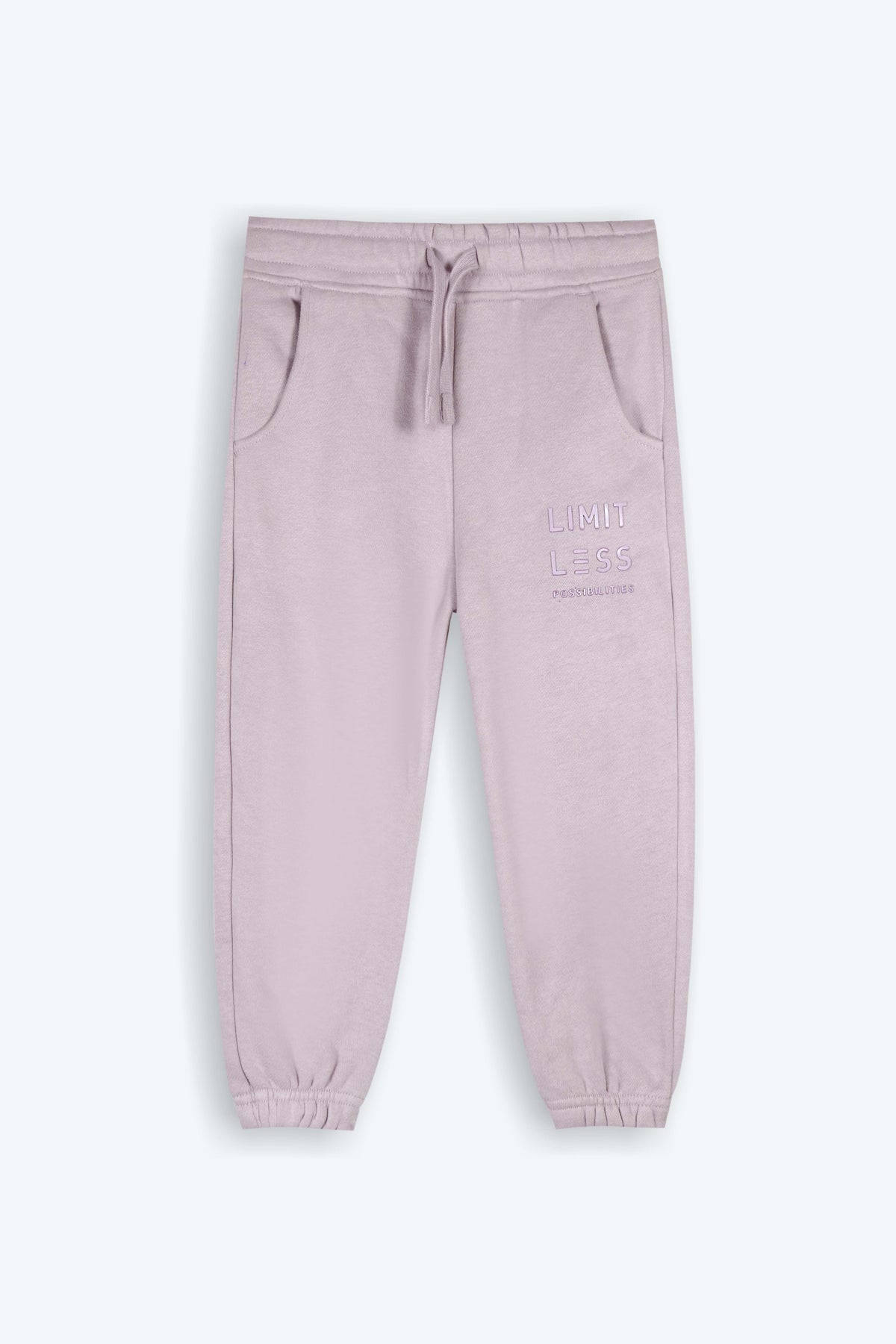 Premium Quality &quot;Limitless Possibilities&quot; Printed Fleece Light Purple Trouser For Girls