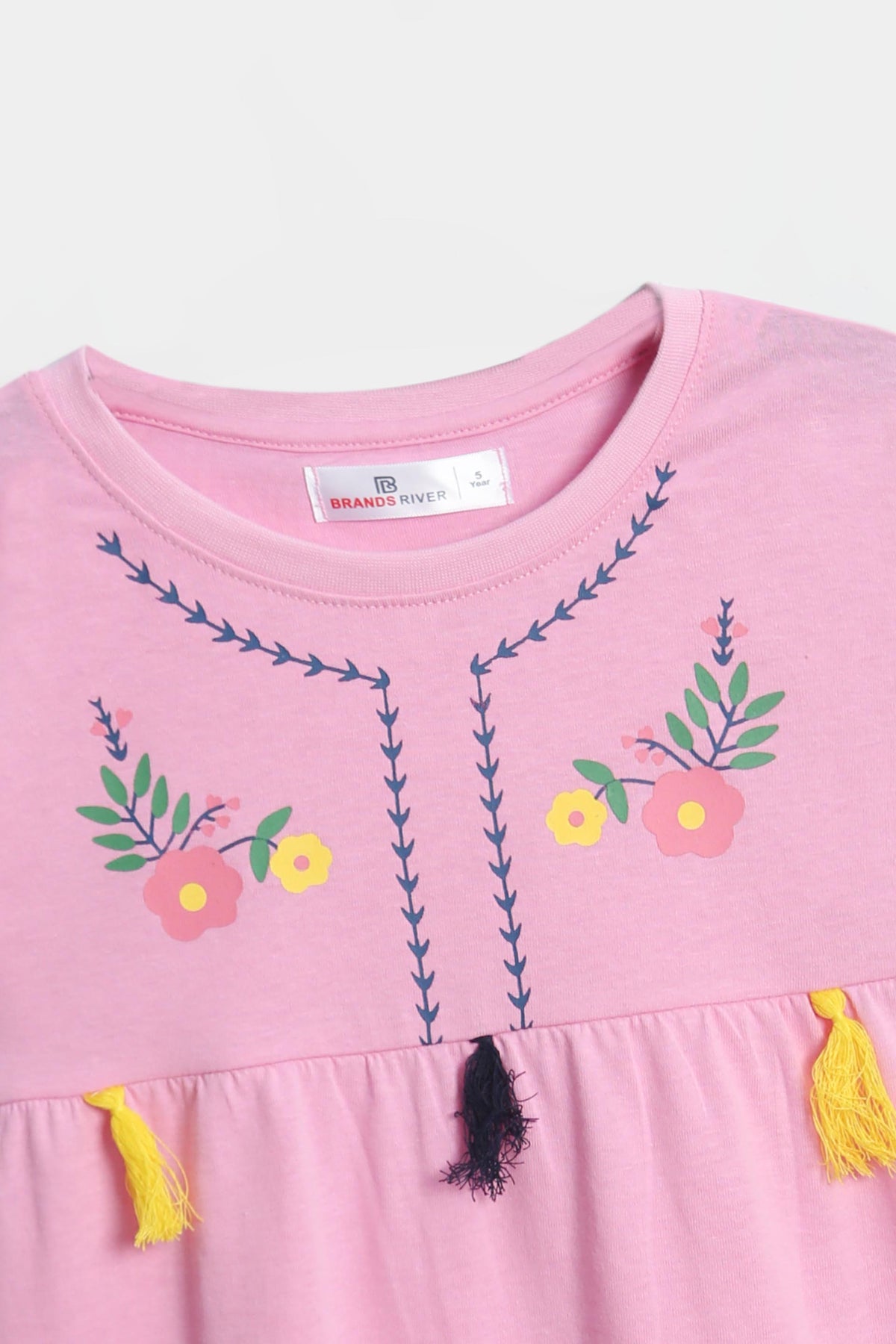 Premium Quality Soft Cotton Floral Printed Pink Frock For Girls