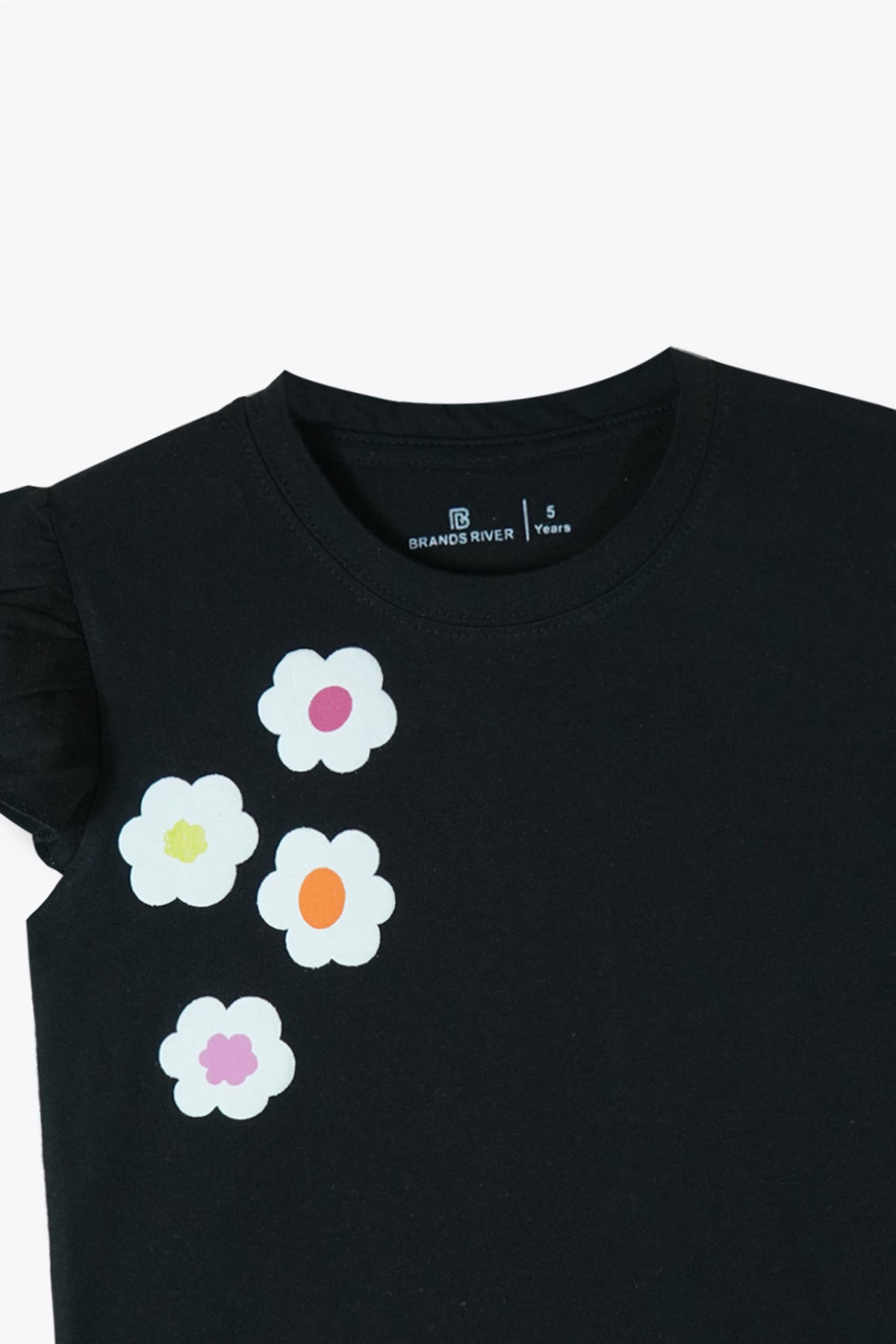 Girls Premium Quality Floral Printed Black Summer Suit