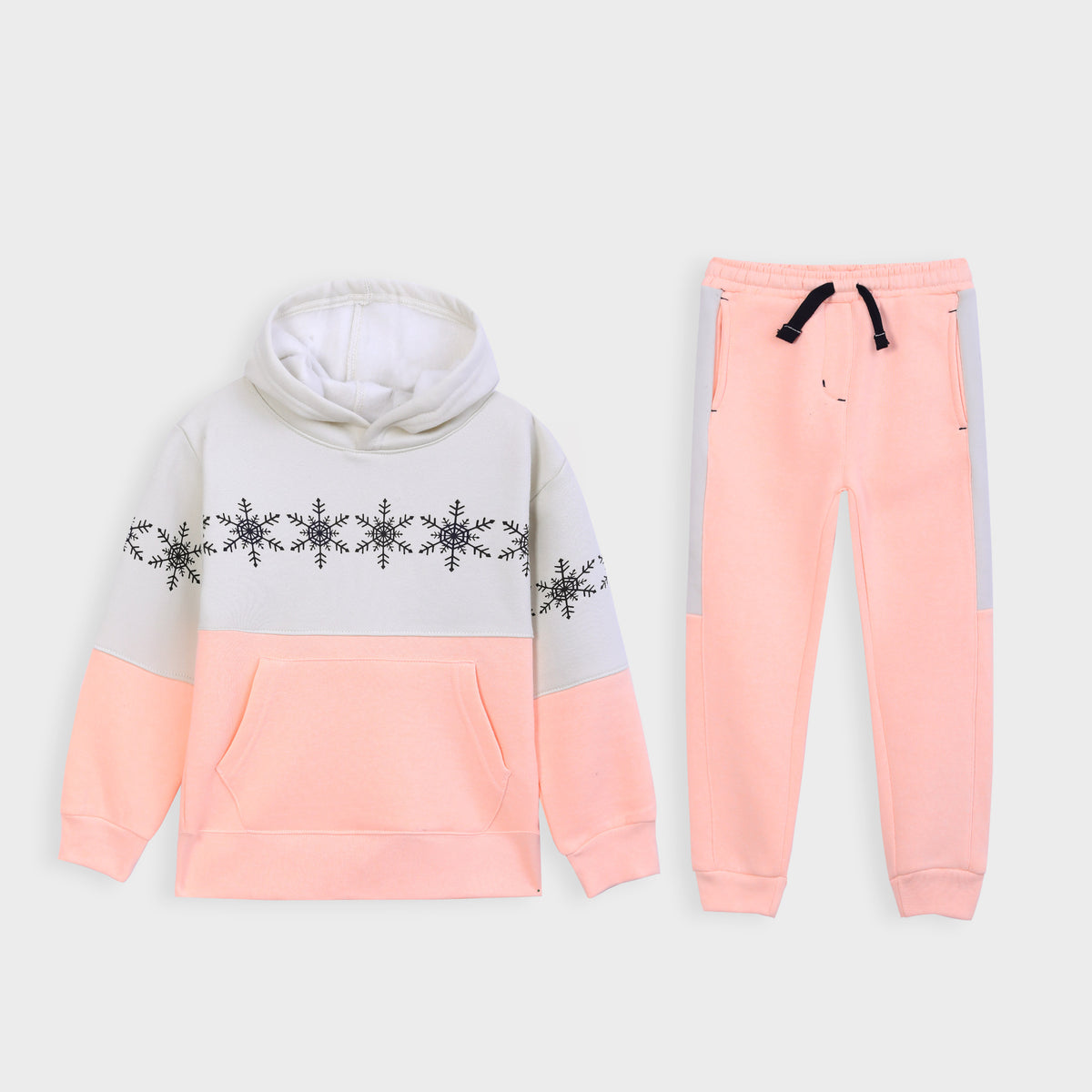 Girls Cut &amp; Sew Graphic Fleece Panel TrackSuit