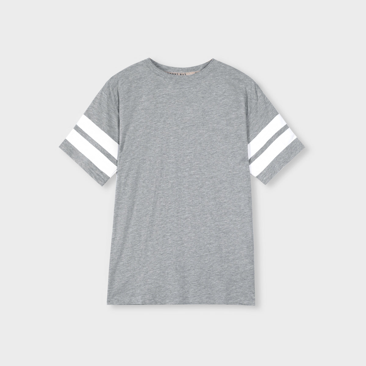 Premium Quality Cotton &quot;Striped Sleeve&quot; Grey Marl T-shirt For Men