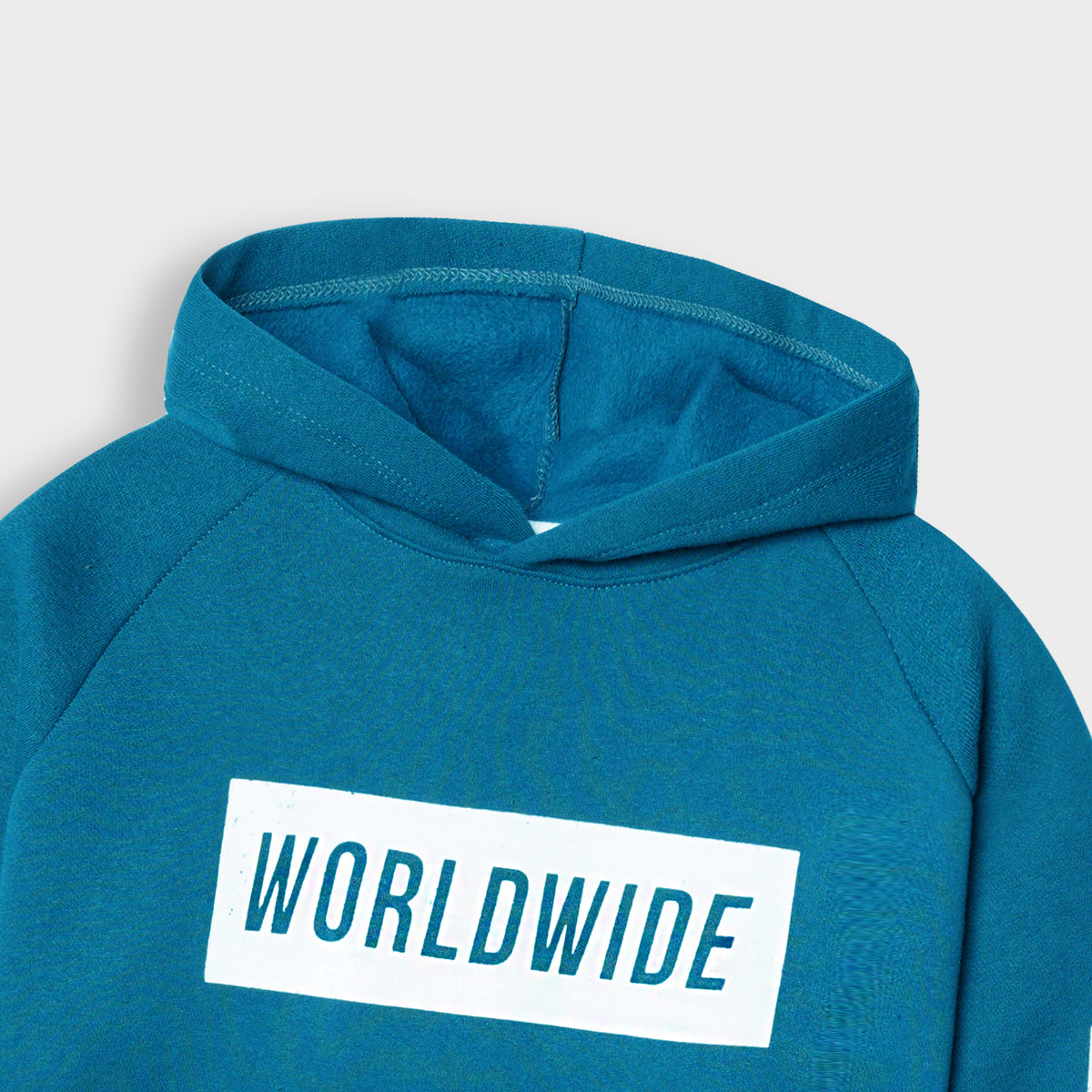 Kids Soft Cotton &quot;World Wid&quot; Printed Fleece Pull-Over Hoodie