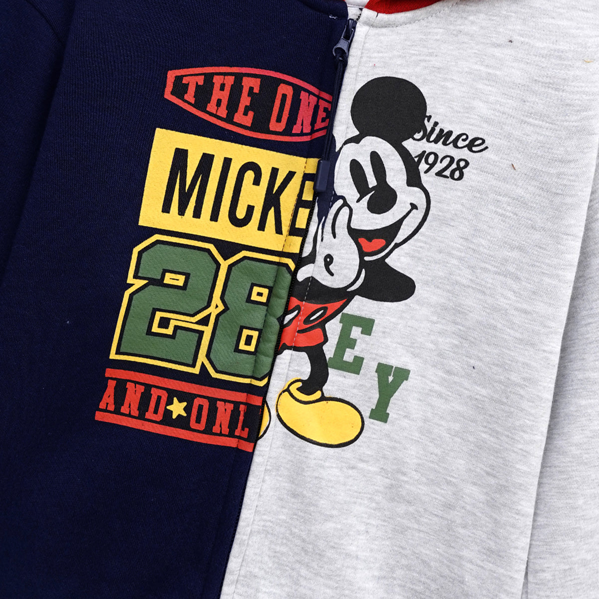 Premium Quality Soft Cotton Cut &amp; Sew Mickey Printed Fleece Zipper Hoodie Suit For Kids