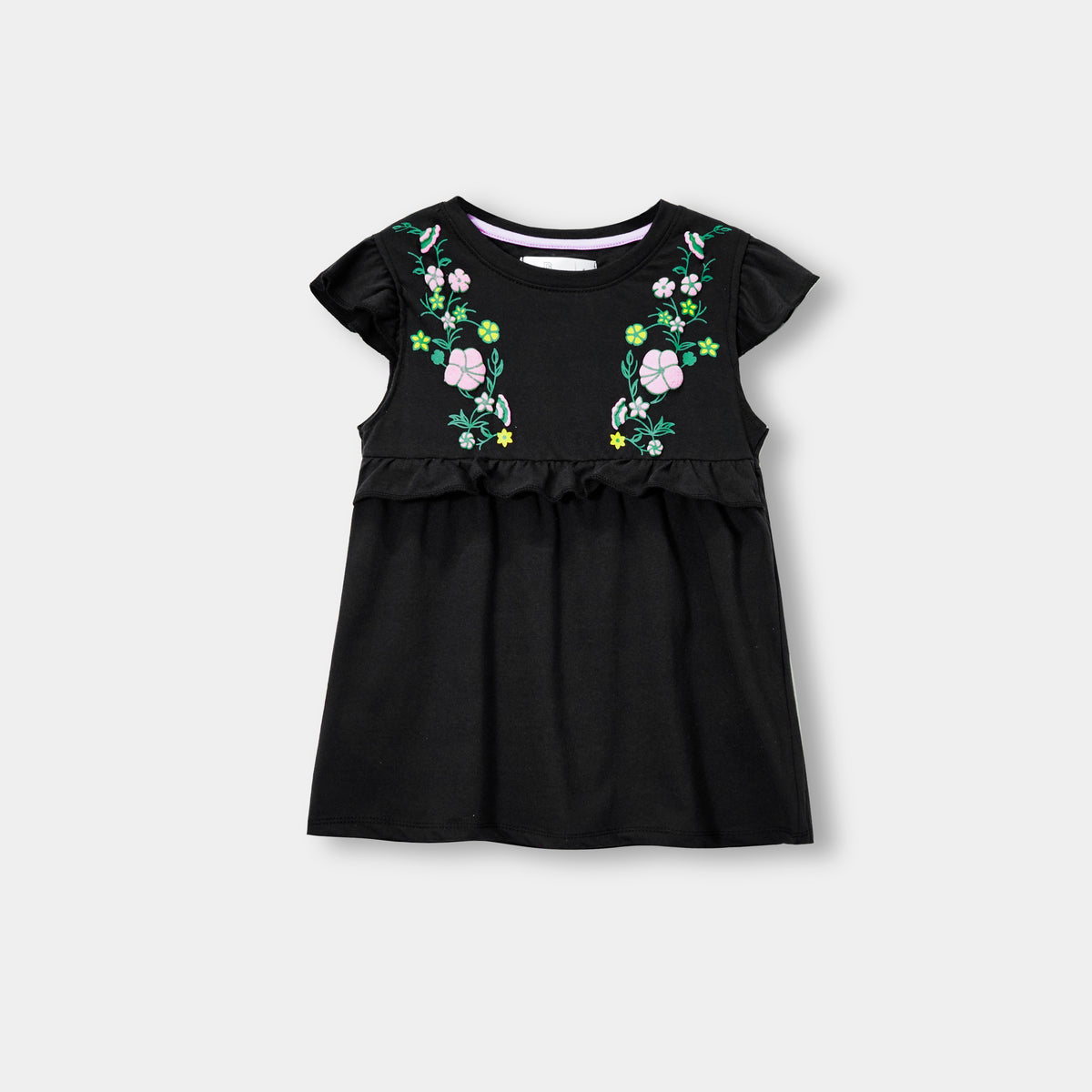 Girls Premium Quality Floral Printed Black Frock