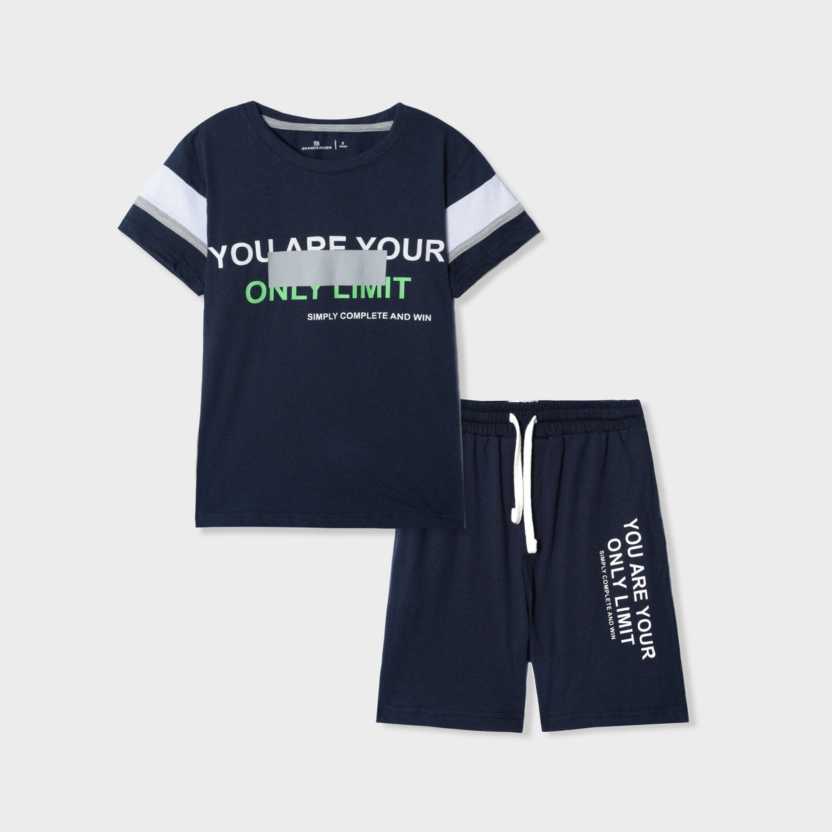 Premium Quality Soft Cotton Printed Navy Summer Suit For Boys