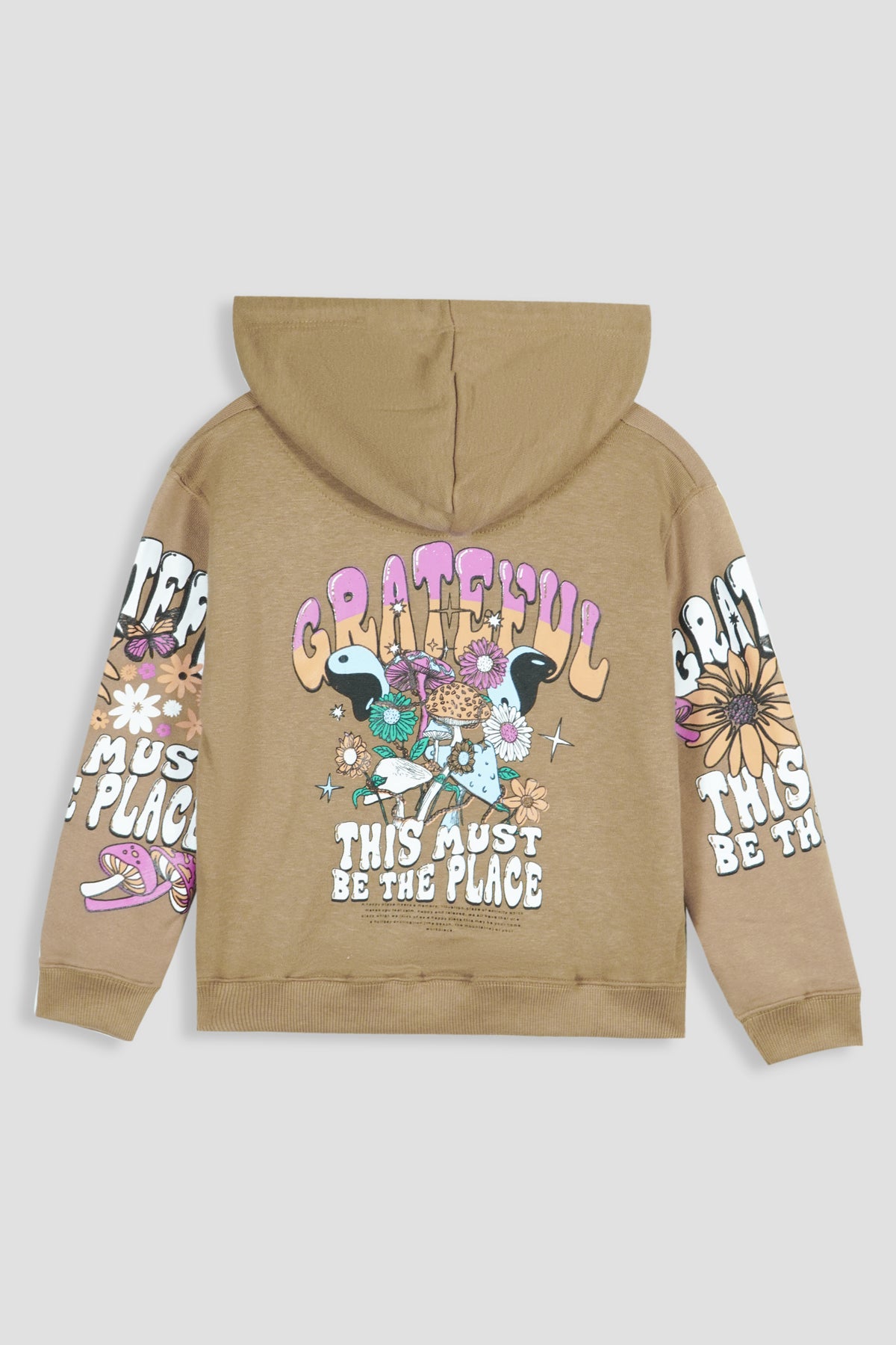 Premium Quality &quot;GRATEFULL&quot;Printed Terry Pull-Over Hoodie For Girls
