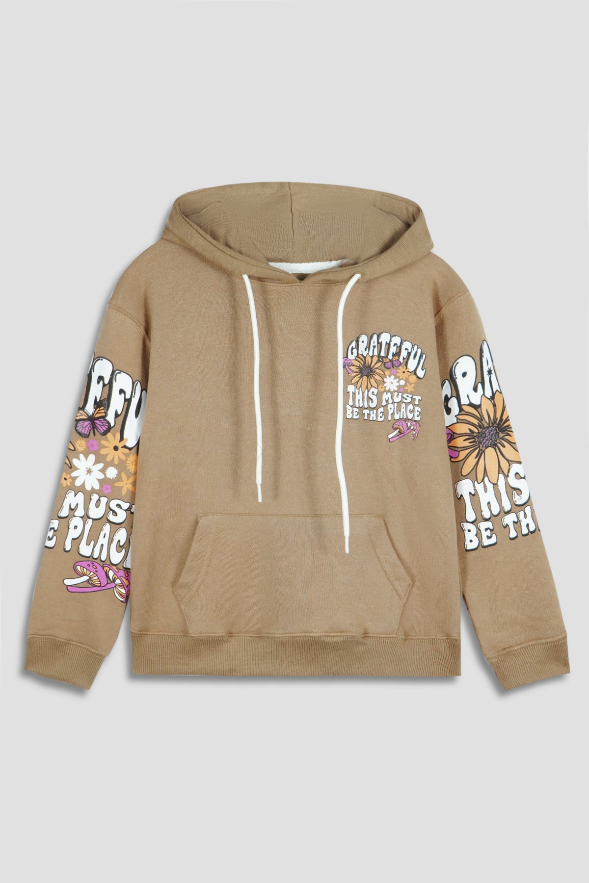 Premium Quality &quot;GRATEFULL&quot;Printed Terry Pull-Over Hoodie For Girls