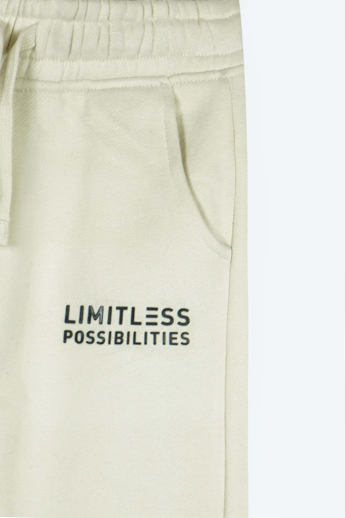 Kids Premium Quality &quot;Limitless Possibilities&quot; Printed Fleece Cream Trouser