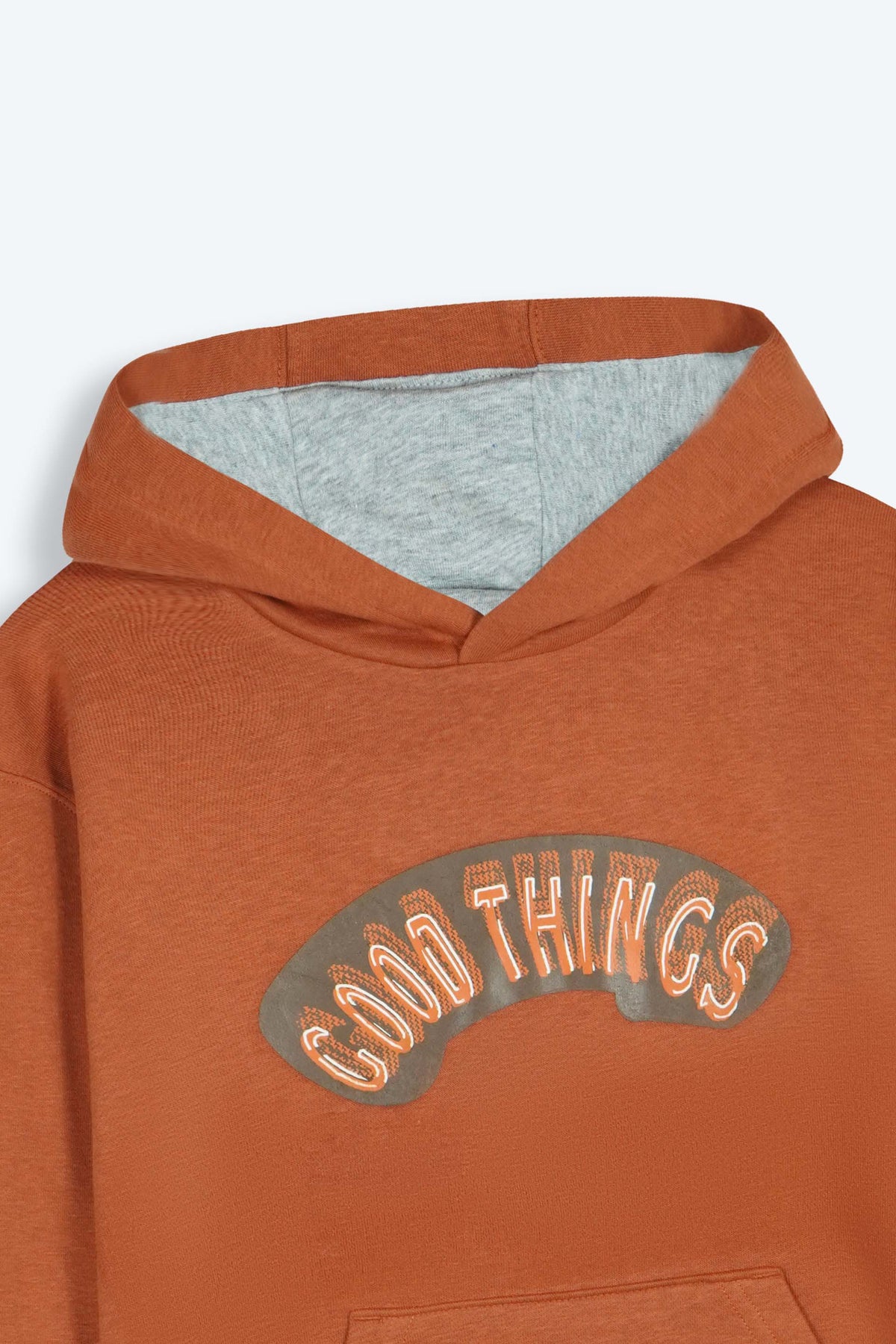 Premium Quality &quot;Good Things&quot; Printed Pull-Over Kangaroo Pocket Fleece Hoodie