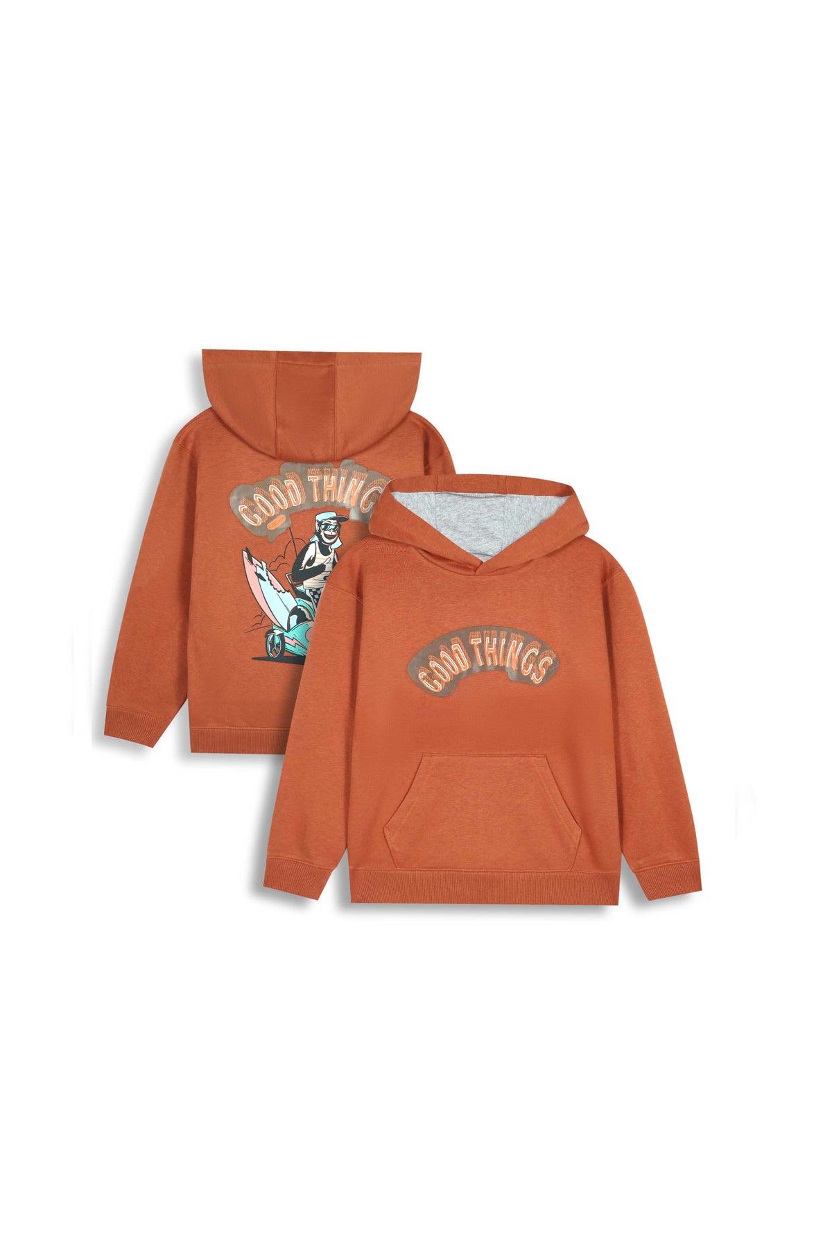 Premium Quality &quot;Good Things&quot; Printed Pull-Over Kangaroo Pocket Fleece Hoodie