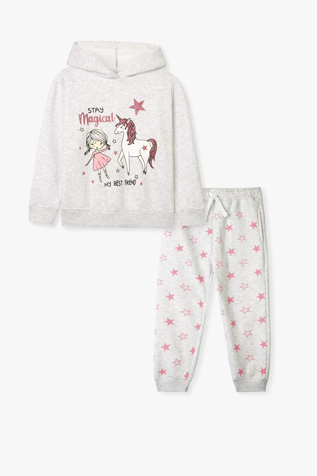 Premium Quality &quot;Stay Magical&quot; Printed Fleece Pullover Hoodie Suit For Girls