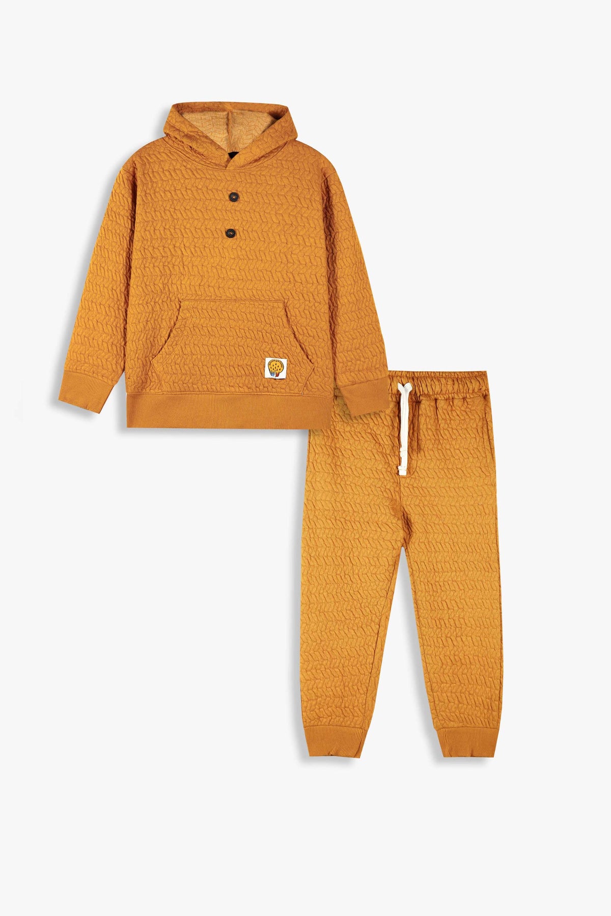 Premium Quality Quilted Jacquard  Mustard Tracksuit For Kids