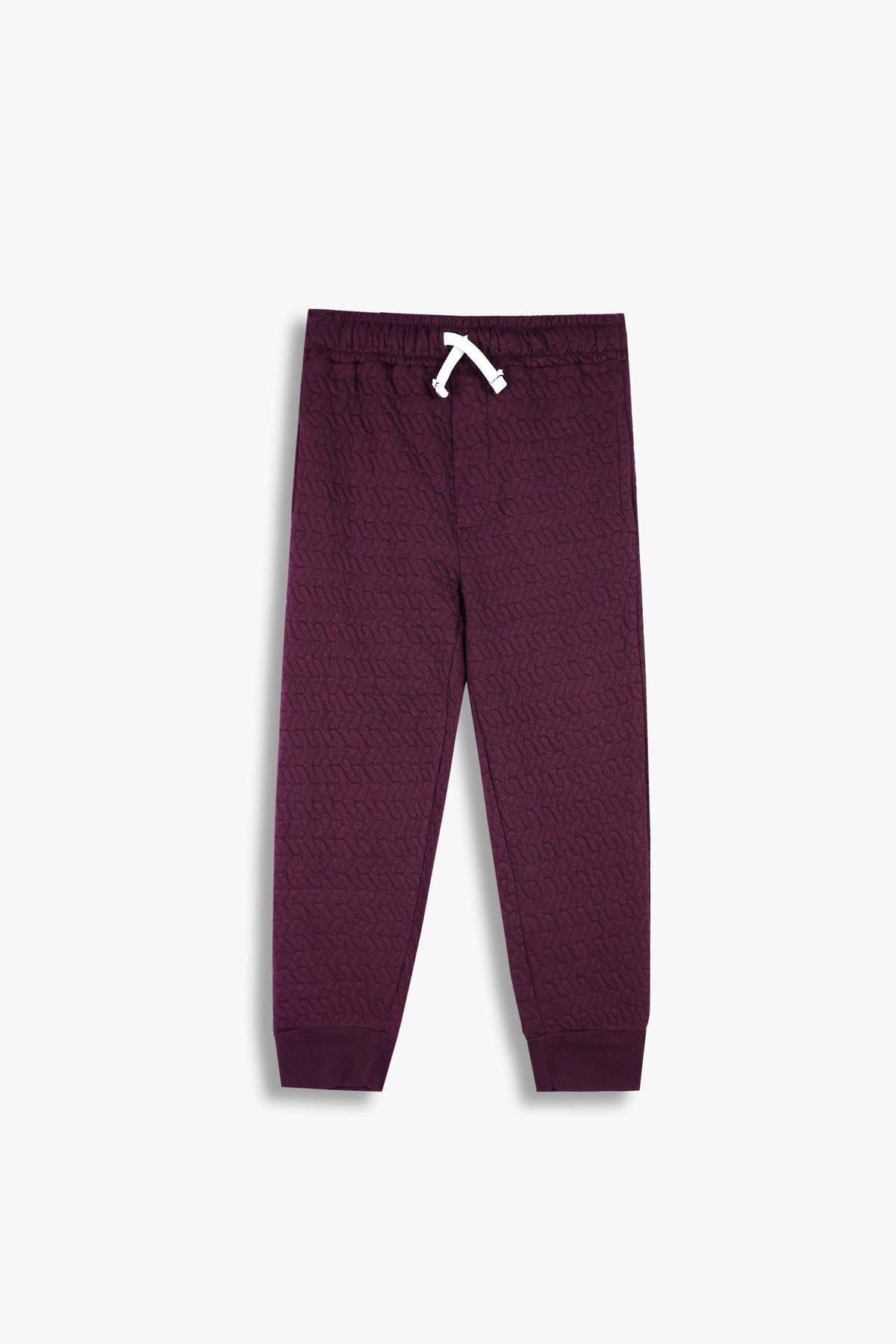 Premium Quality Quilted Jacquard Mahroon Tracksuit For Kids.