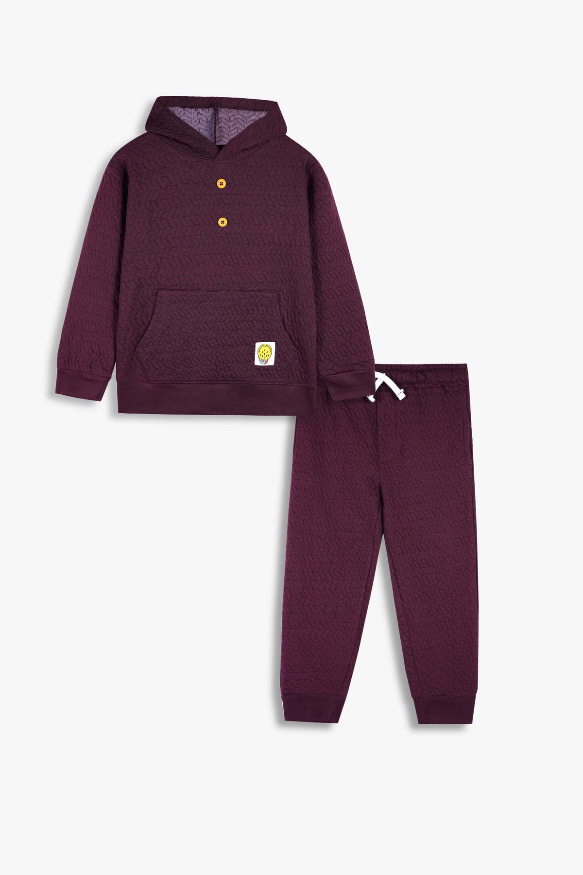Premium Quality Quilted Jacquard Mahroon Tracksuit For Kids.