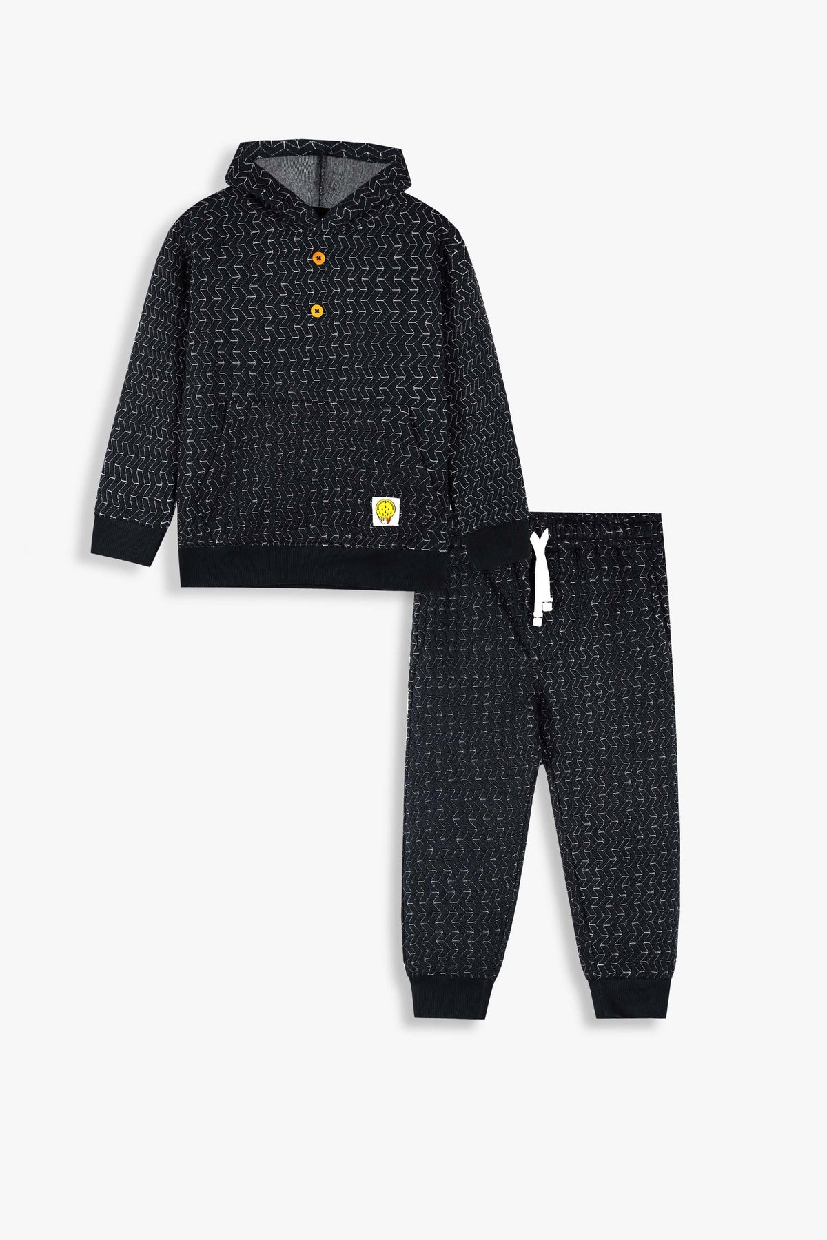 Premium Quality Quilted Jacquard Black Tracksuit For Kids .