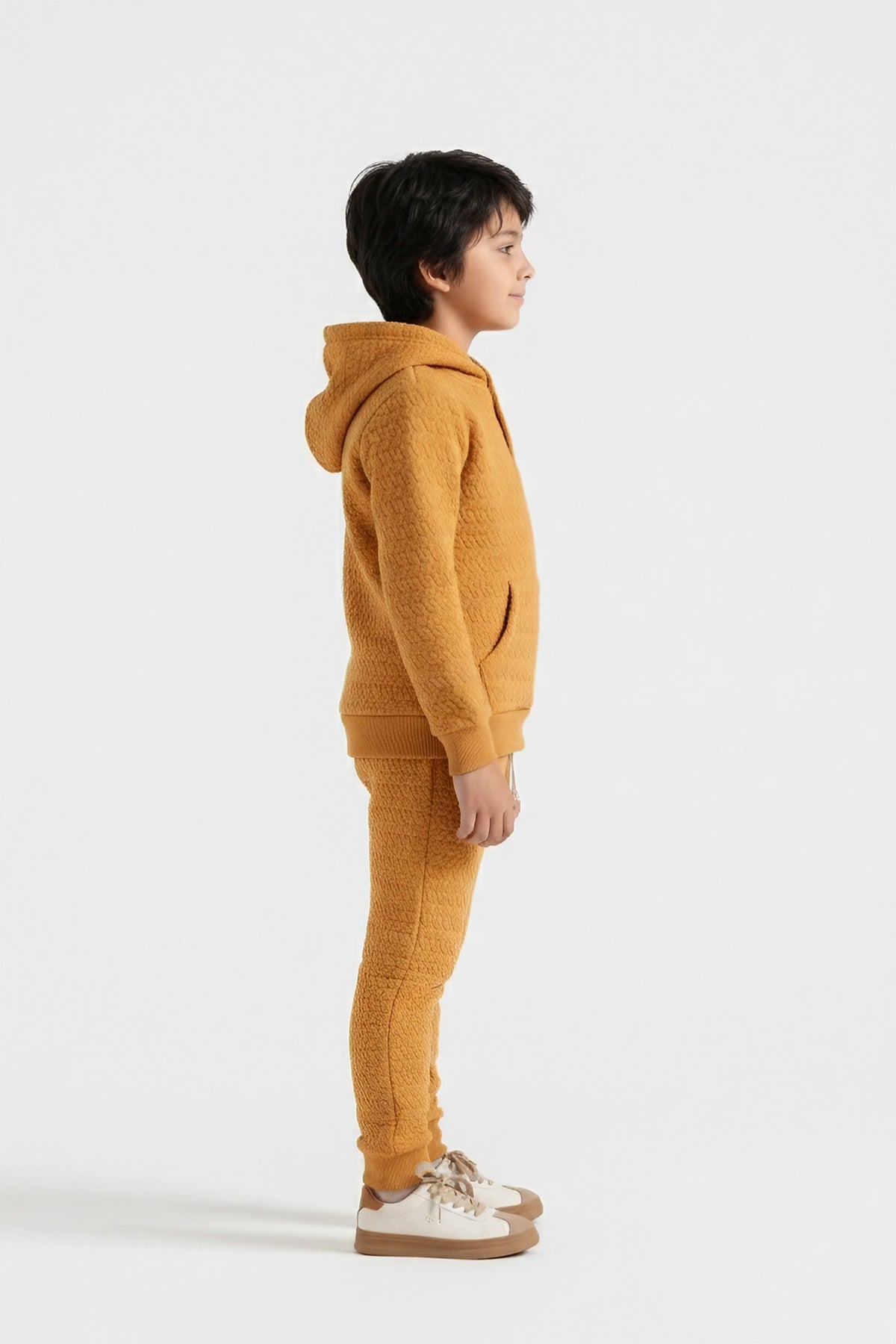 Premium Quality Quilted Jacquard  Mustard Tracksuit For Kids