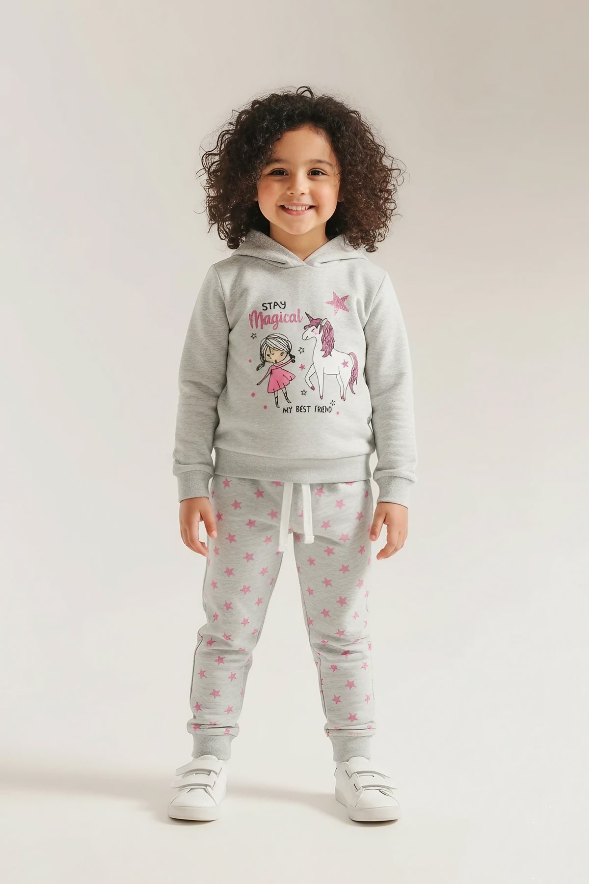 Premium Quality &quot;Stay Magical&quot; Printed Fleece Pullover Hoodie Suit For Girls