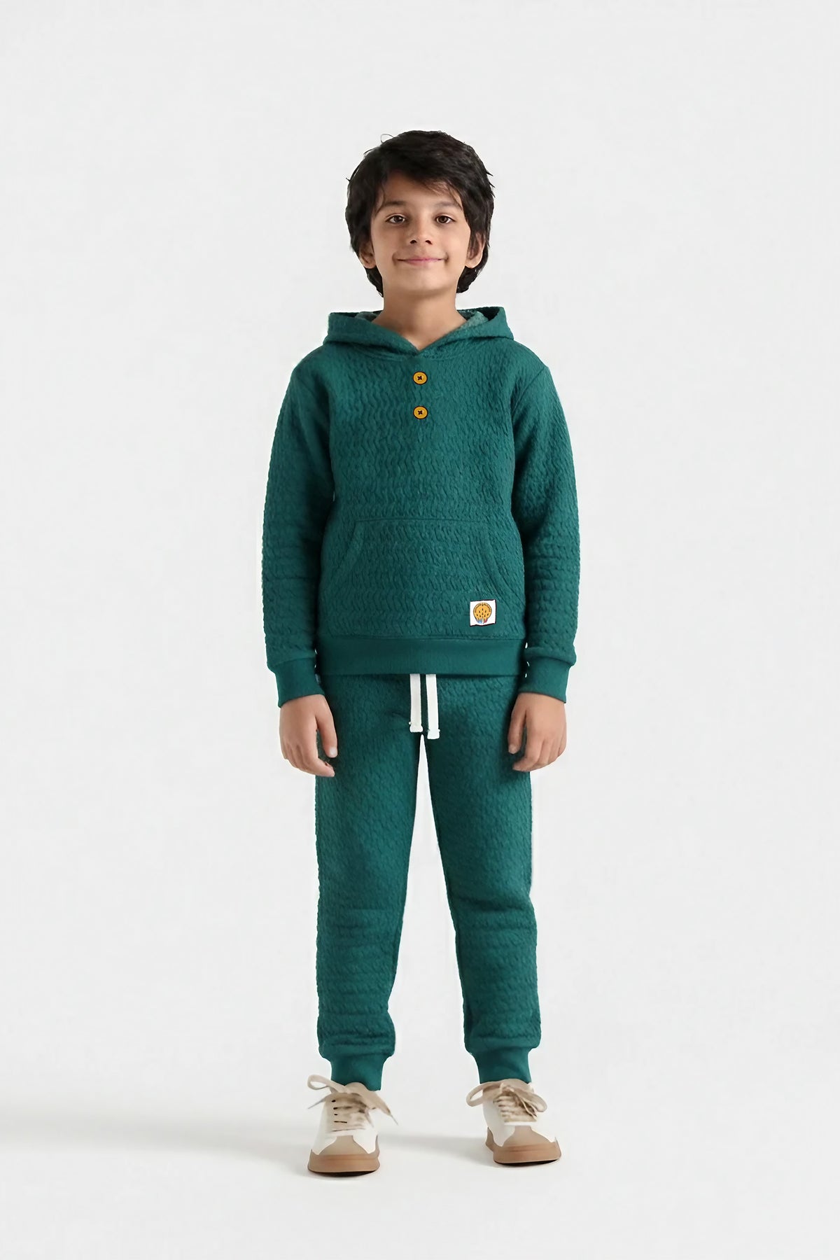 Premium Quality Quilted Jacquard  Teal Tracksuit For Kids