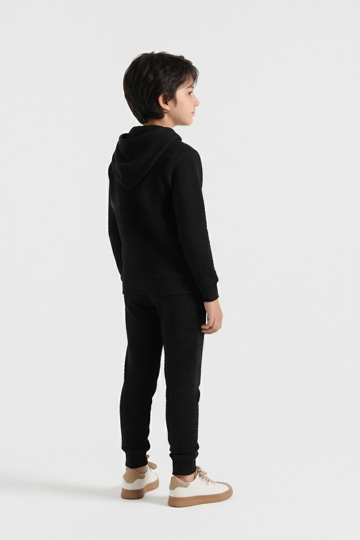 Premium Quality Quilted Jacquard Black Tracksuit For Kids